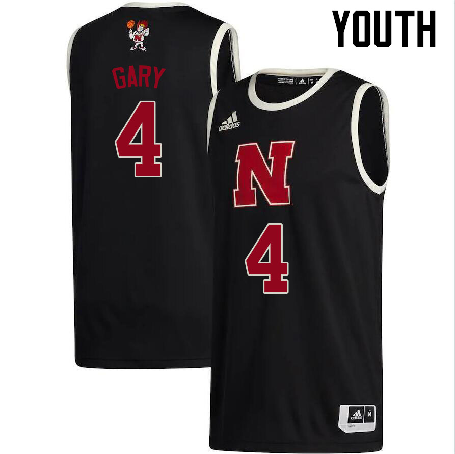 Youth #4 Juwan Gary Nebraska Cornhuskers College Basketball Jerseys Sale-Black - Click Image to Close